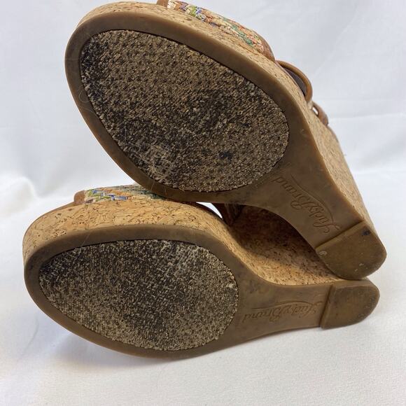 Lucky Brand Riedel Chevron Woven Platform Cork Wedge Sandals Women’s Size 6.5 - Picture 8 of 8